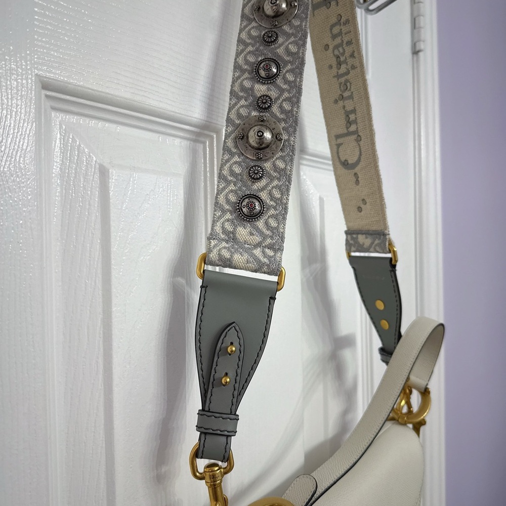 Three items:Authentic Dior Gray and Silver Embellished Strap and other two - Picture 4 of 16